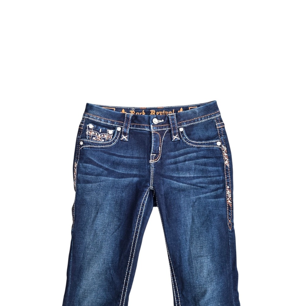 Rock Revival Jazlyn Bootcut Mid Rise Jeans Women Size 25 Embellished - Picture 3 of 10